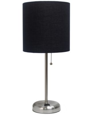 Oslo 19.5" Contemporary Bedside Standard Metal Table Desk Lamp with White Drum Fabric Shade