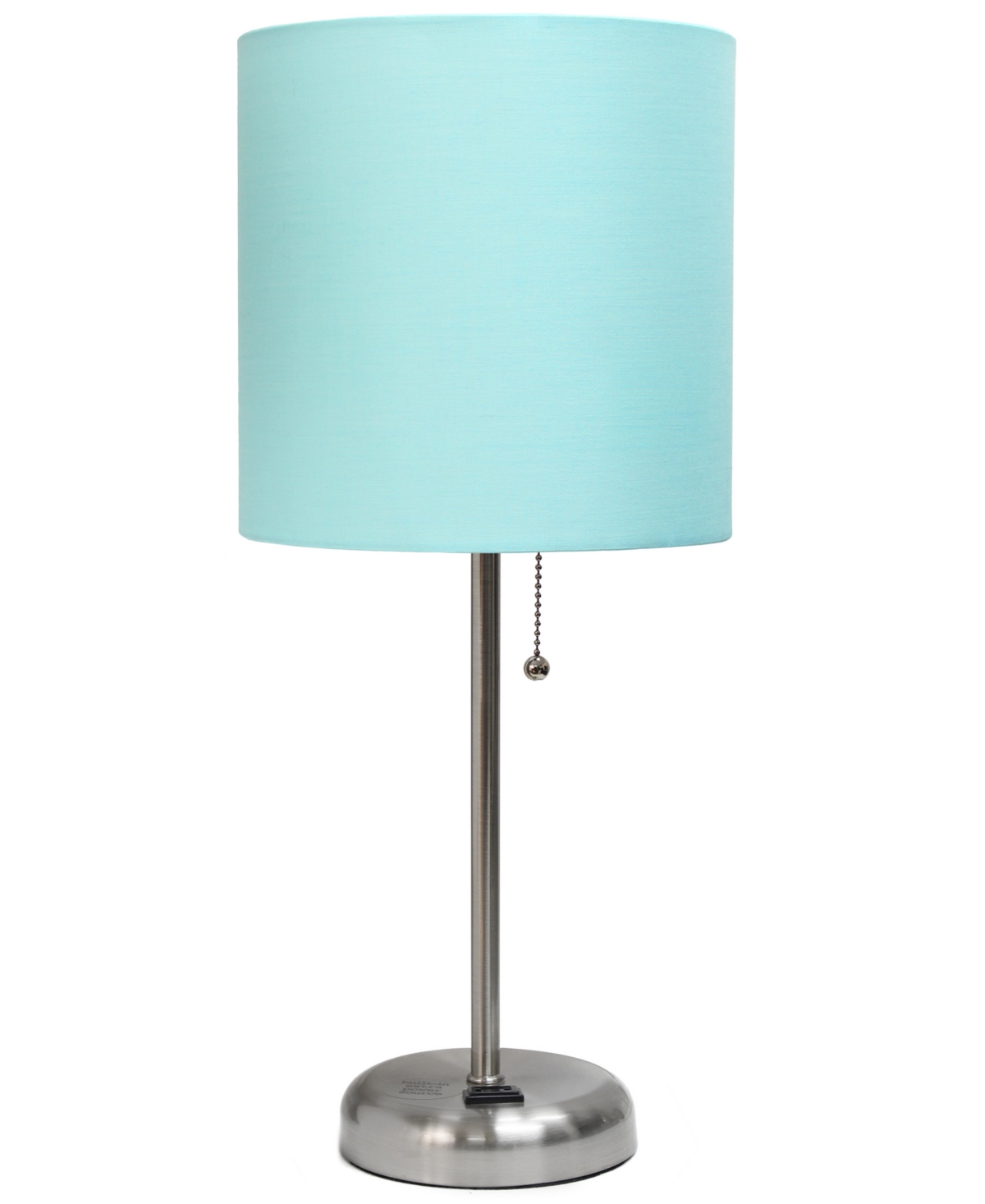 Shop Creekwood Home Oslo 19.5" Contemporary Bedside Standard Metal Table Desk Lamp With White Drum Fabric Shade In Br.steel,aqua Shade