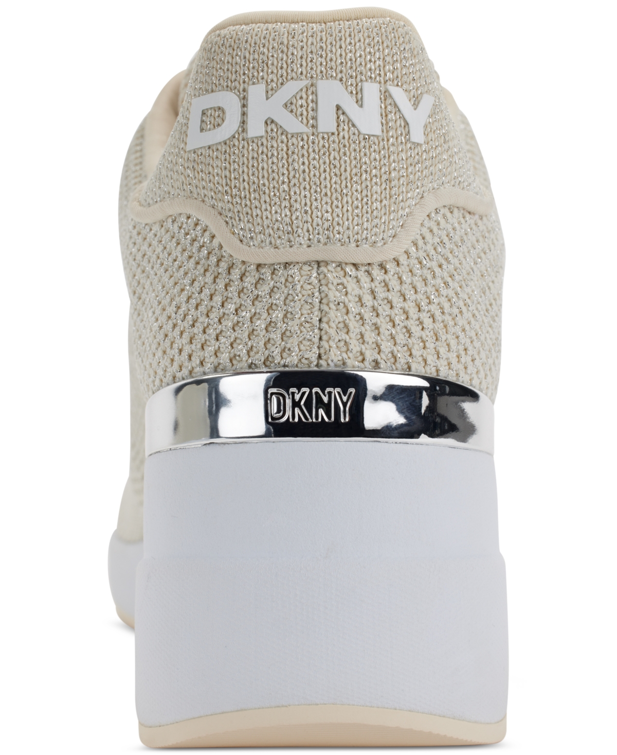 Shop Dkny Women's Parks Lace-up Wedge Sneakers In Bone,silver