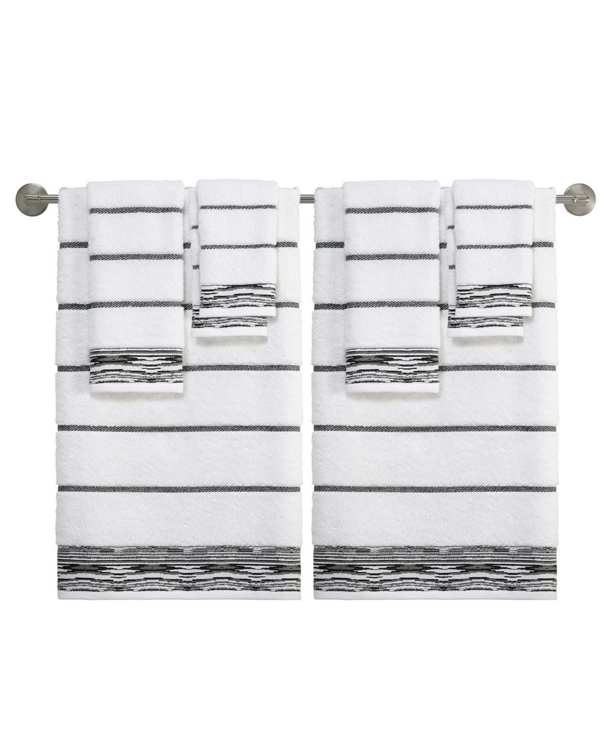 Shop Nicole Miller Sydney 4-pc. Washcloths, 13" X 13" In White,blk