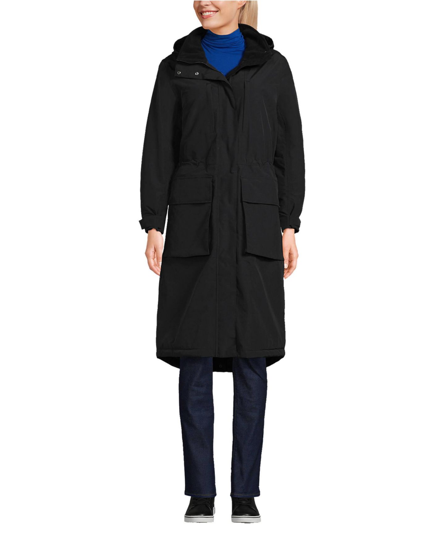 Женское пальто Lands' End Squall Waterproof Insulated Winter Stadium Maxi, цвет: Чёрный — фото 1