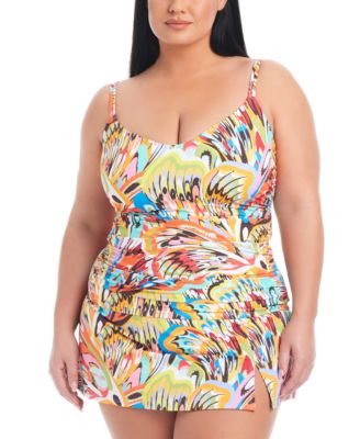 Plus Size Break The Mold Printed Tankini Top Skirted Hipster