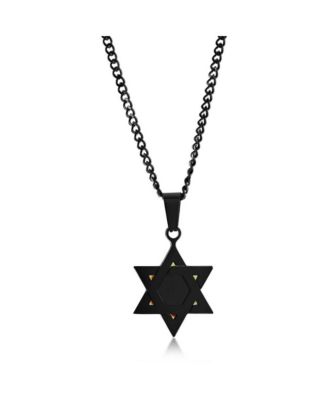 Stainless Steel Polished Star of David Necklace - black 50$