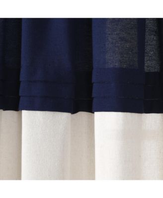 Farmhouse Faux Linen Colorblock Pleated Window Curtain Panels