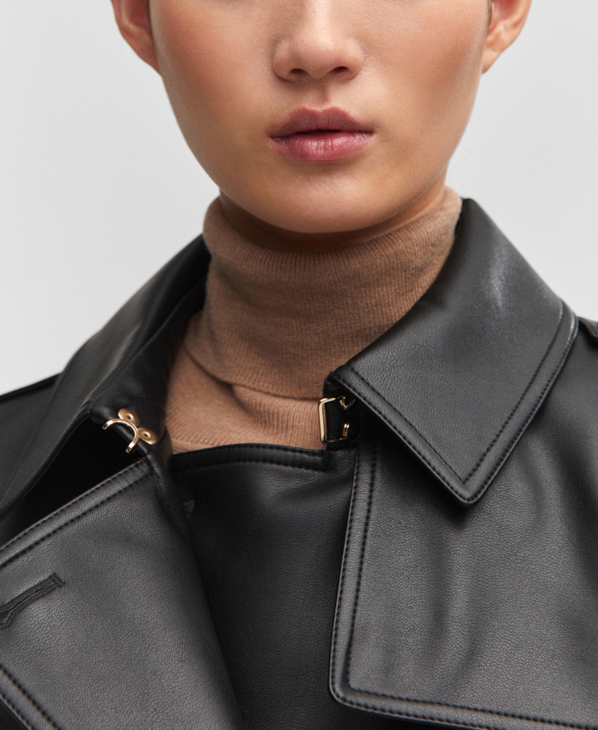 Shop Mango Women's Leather-effect Trench Coat In Medium Bro