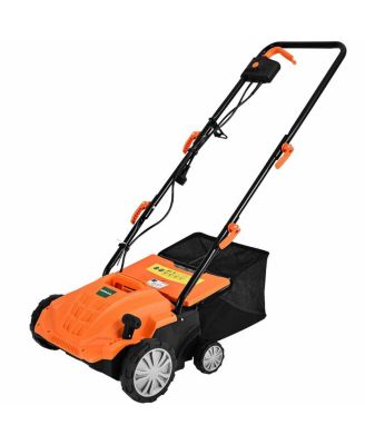 12 Amp Electric Lawn Scarifier with Removable Blades and Grass Collection Bag