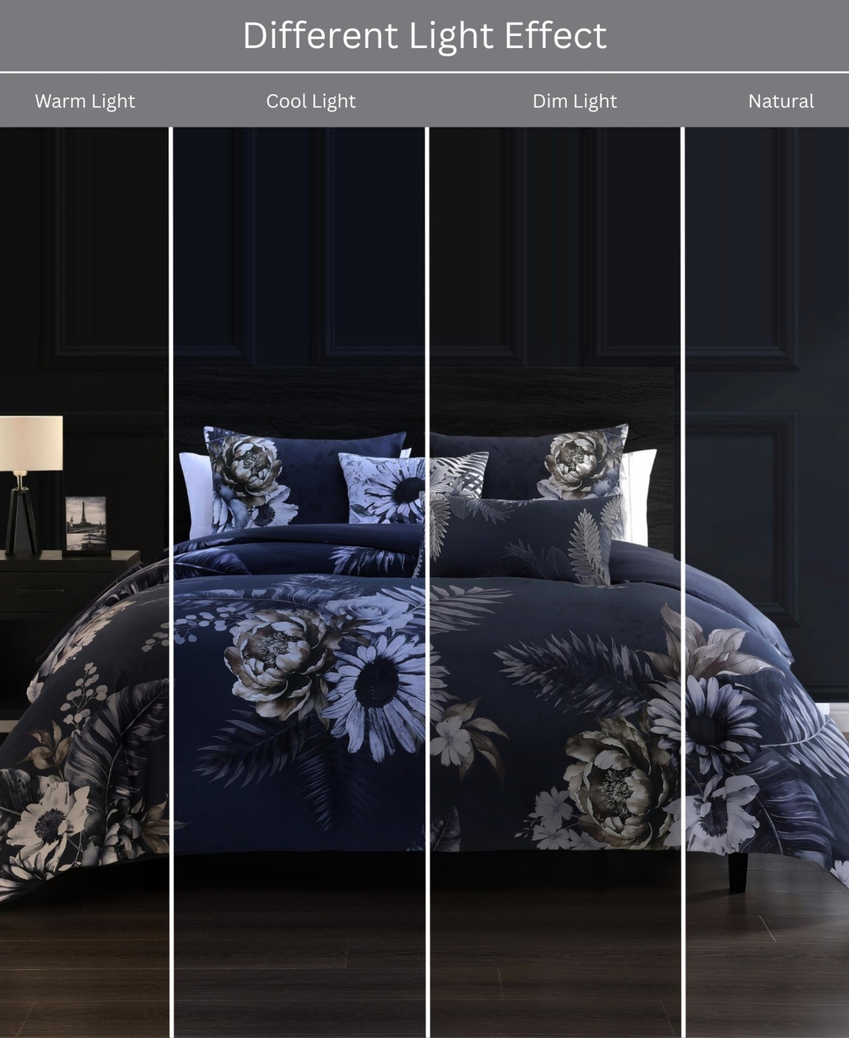 Bebejan Forget Me Not Bedding 100% Cotton Sateen 5 Piece Reversible Queen Comforter Set