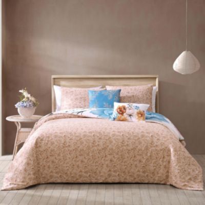 Maia Blue Bedding 200 Thread Count 100% Cotton Sateen 5 Piece Reversible Queen Comforter Set