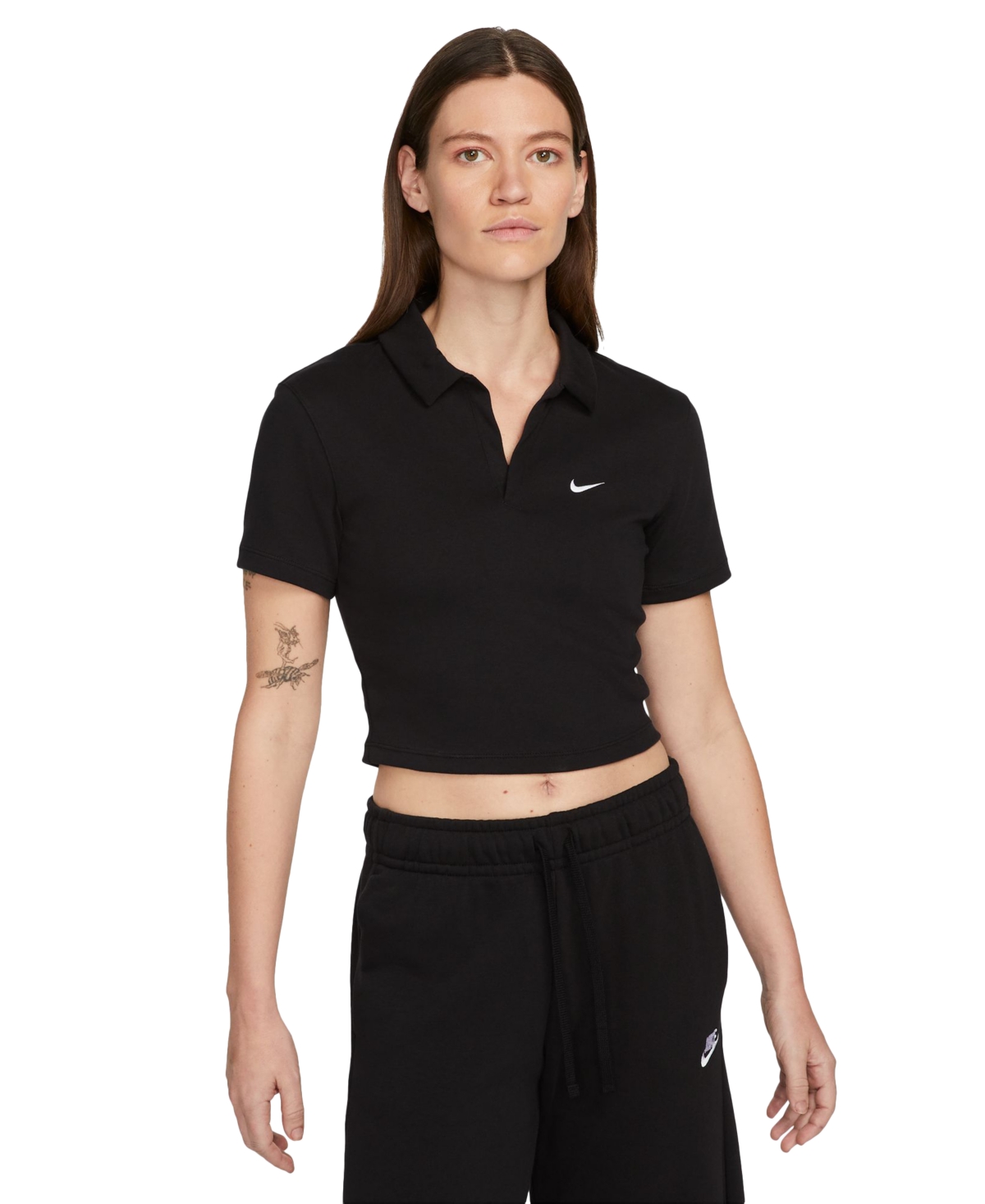 Shop Nike Women's Sportswear Essential Short-sleeve Polo Top In Black,white