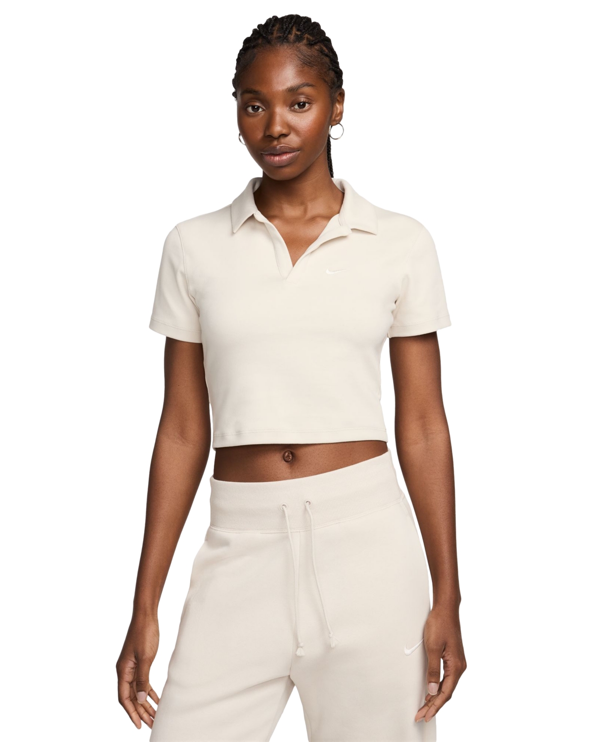 Shop Nike Women's Sportswear Essential Short-sleeve Polo Top In Lt Orewood Brn,sail