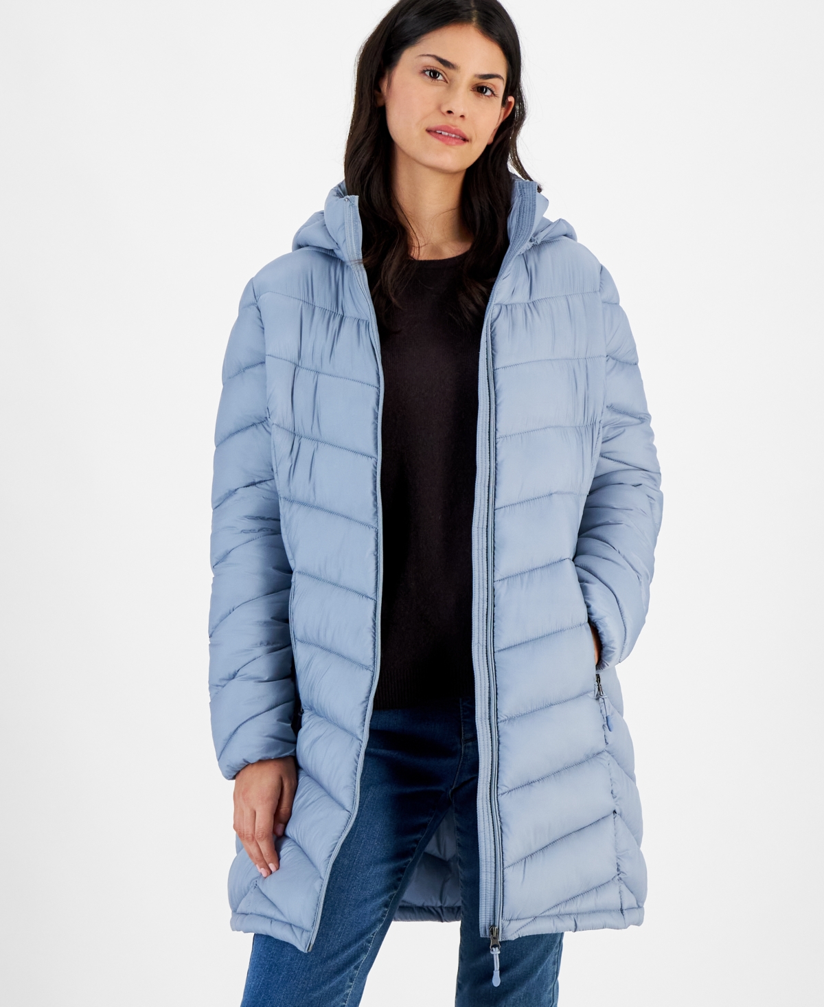 Charter Club Women s Packable Hooded Puffer Coat Created for Macy s Black Smart Closet