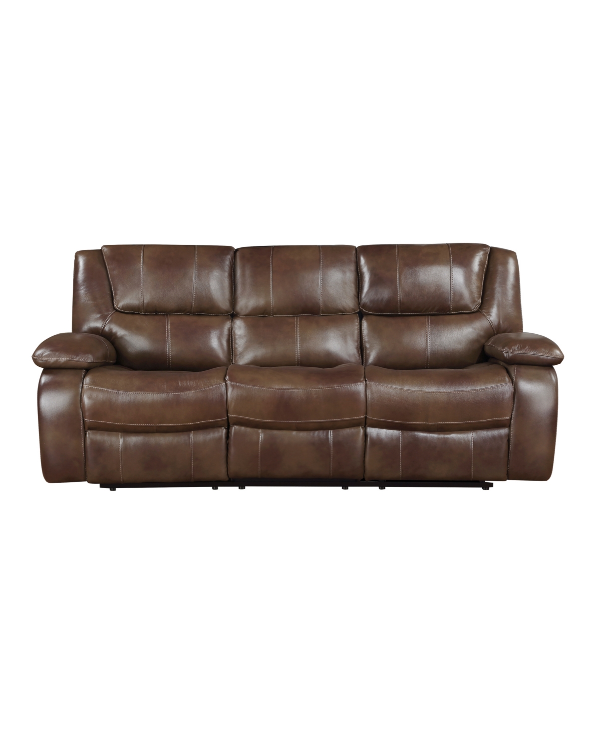 Homelegance White Label Ouray 87" Leather Double Reclining Sofa In Brown