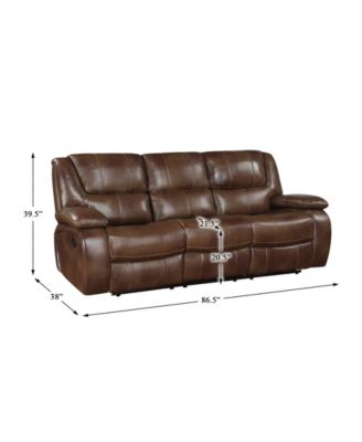 White Label Ouray 87" Leather Double Reclining Sofa