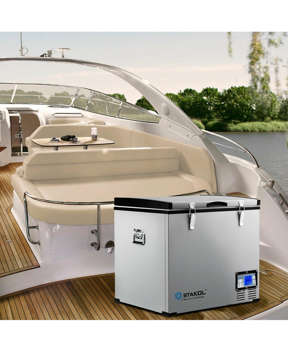 Slickblue 63-Quart Portable Compressor Camping Electric Car Cooler - Black