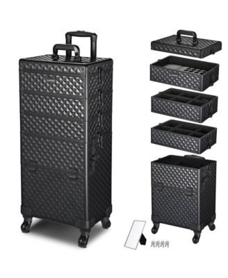 4in1 Rolling Makeup Case Cosmetic Train Case Organizer Storage Artist