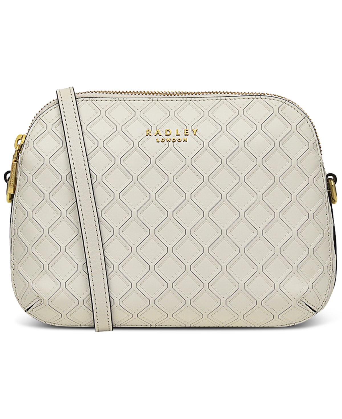 Shop Radley London Dukes Place Embossed Leather Zip-top Crossbody In White