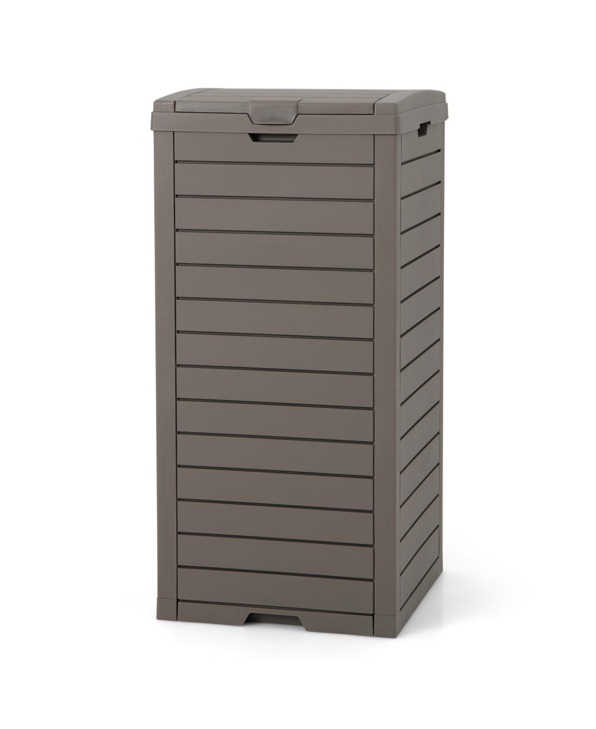 31 Gallon Large Outdoor Trash Can with Lid and Pull-out Liquid Drawer - Grey