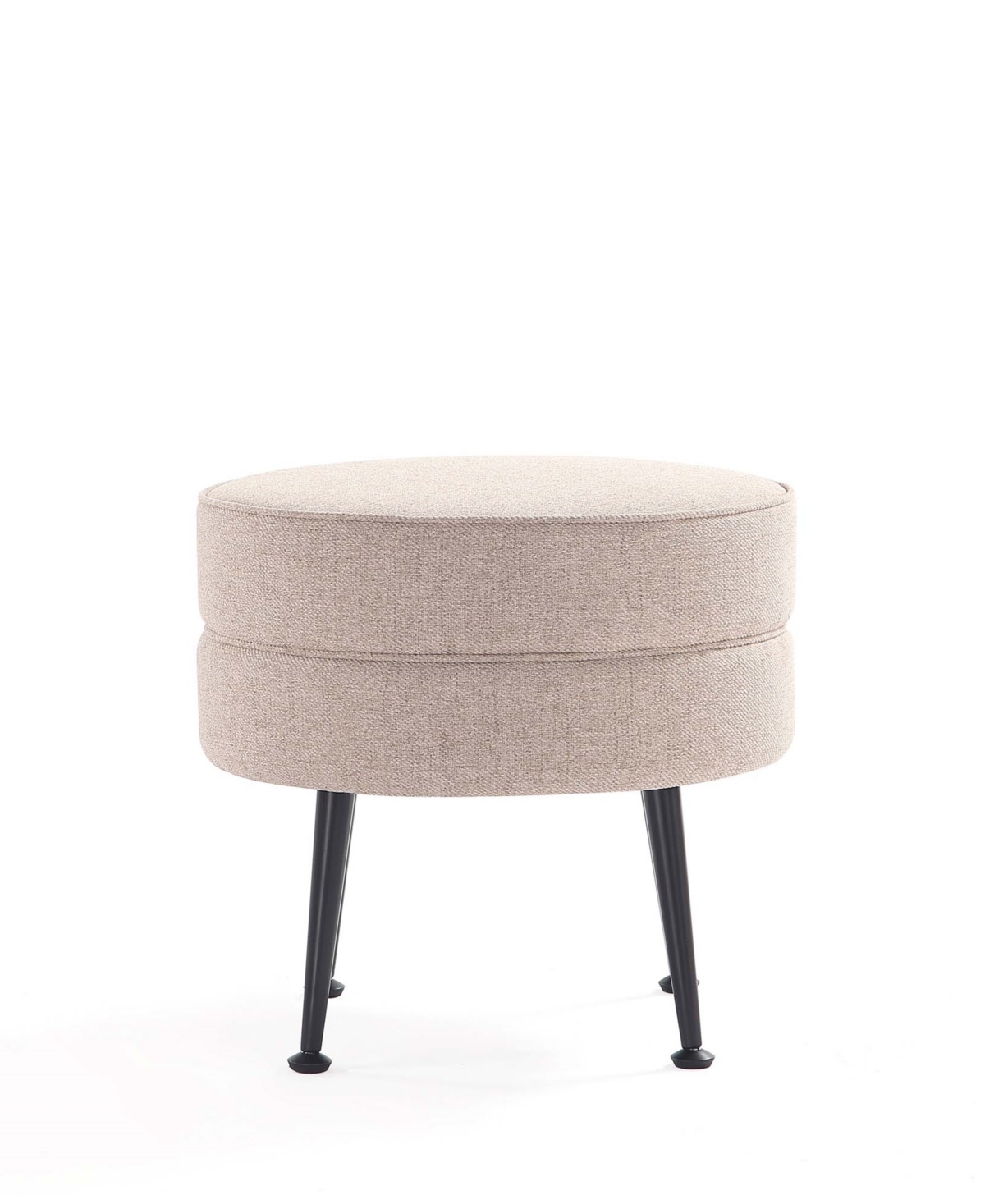 Manhattan Comfort Bailey 18.11" Woven Polyester Blend Upholstered Rubberwood Ottoman In Beige