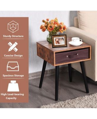 Mid-Century End Accent Bedside Table-Brown