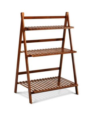 3 Tiers Outdoor Stand Bamboo Flower Pot Shelf