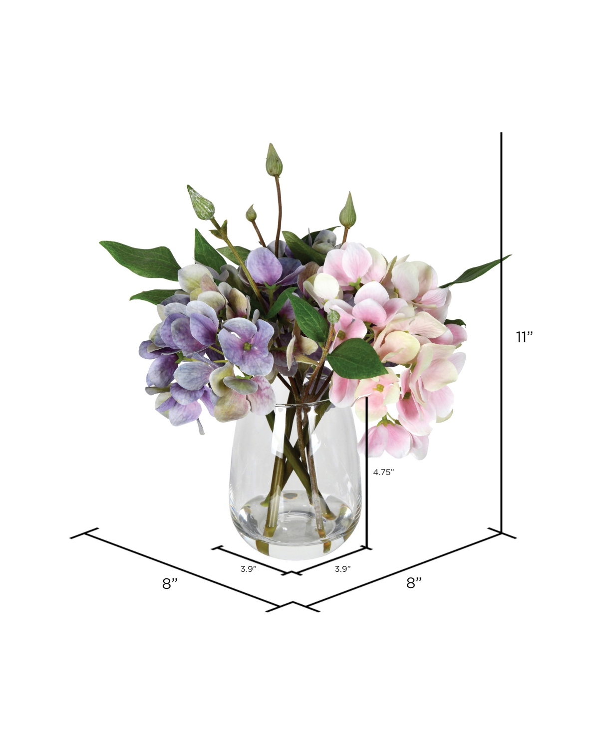 Vickerman 8" Artificial Light Pink And Purple Hydrangea. In Light Pink