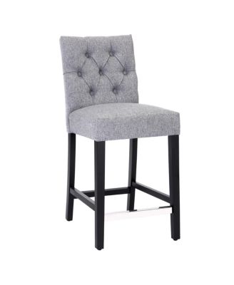 24" Linen Fabric Tufted Counter Stool