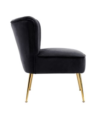 25" Wide  Velvet Upholstered Tufted, Metal Legs Accent Chair
