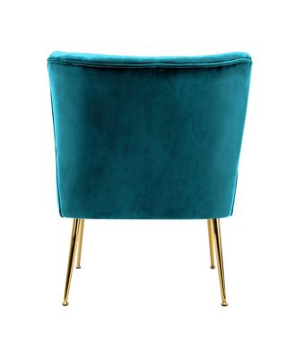 25" Wide  Velvet Upholstered Tufted, Metal Legs Accent Chair