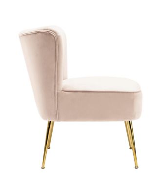 25" Wide  Velvet Upholstered Tufted, Metal Legs Accent Chair