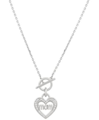 Macy's - Diamond Mom Heart Toggle Necklace (1/6 ct. t.w.) in Sterling Silver, 16" + 4" extender