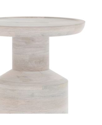 Haynes Solid Mango Wood Wooden Accent Table in White Wash