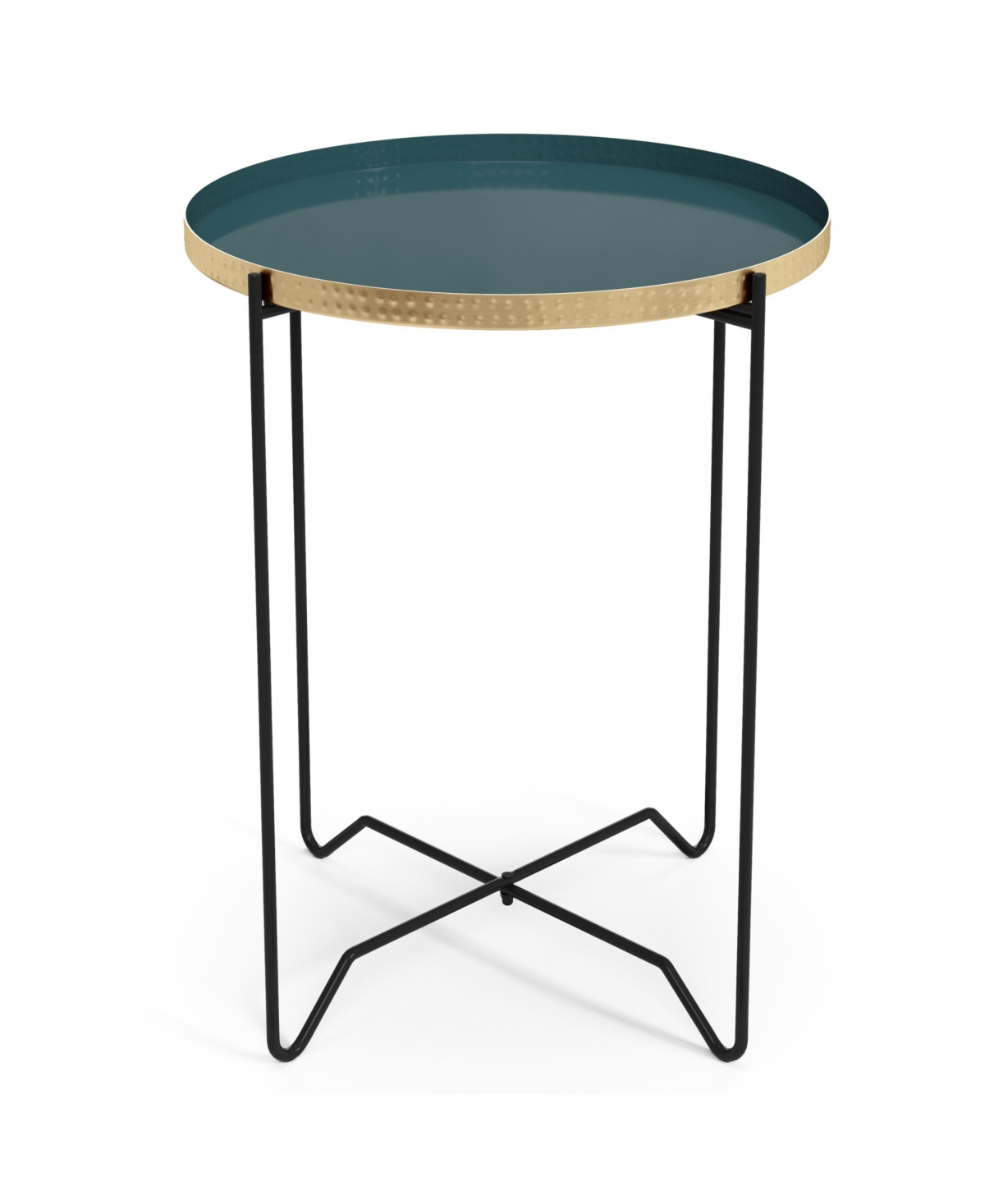 Shop Simpli Home Layton Round Metal Side Table In Teal