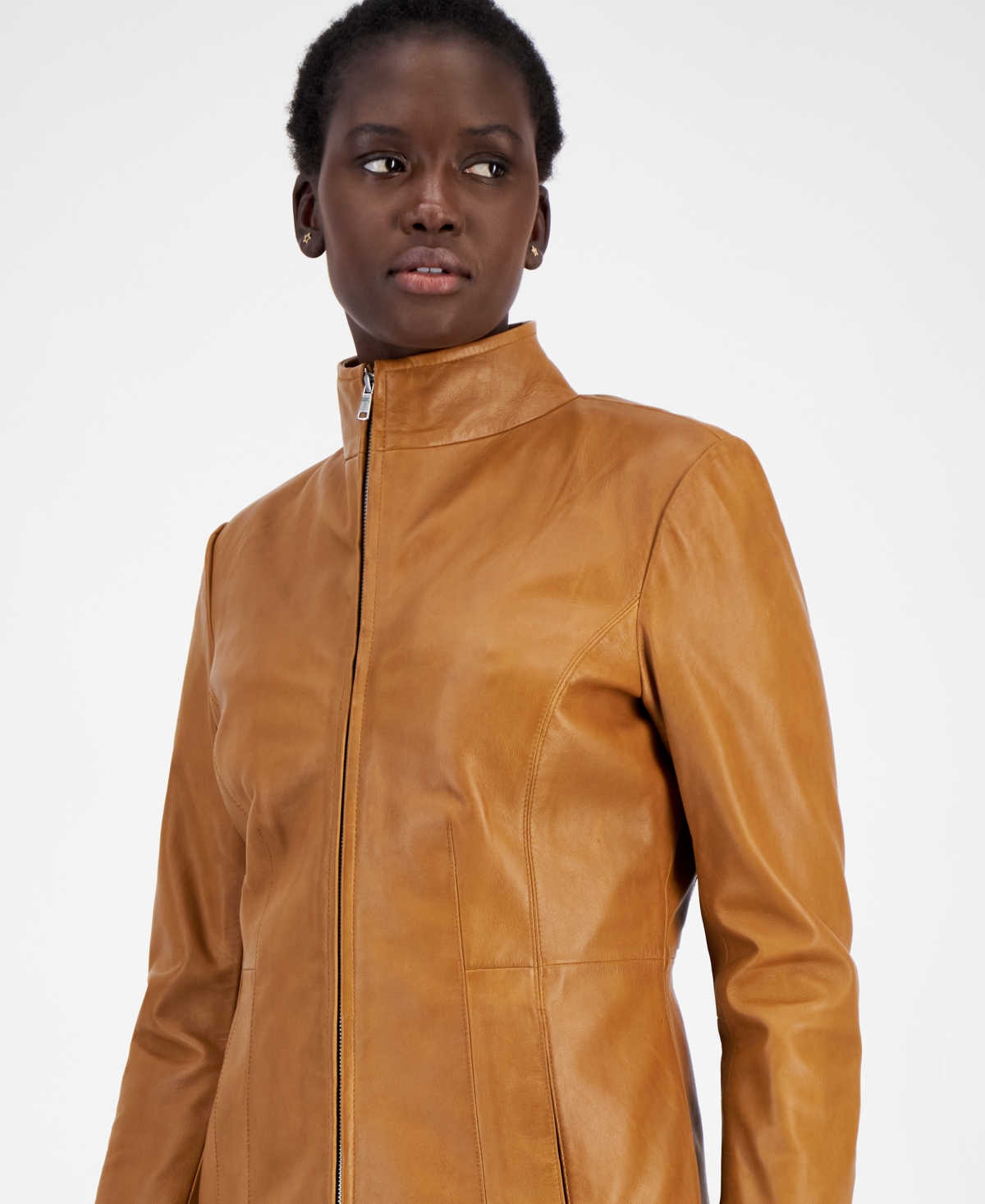 Cole Haan Womens Leather Coat Burgundy Smart Closet