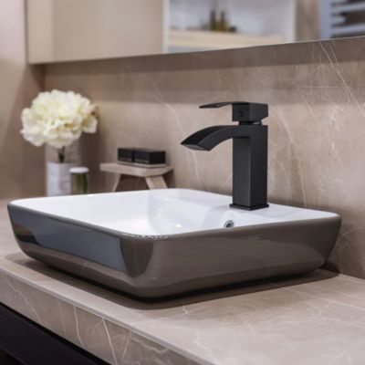 Aquaterior Modern 1 Hole Bathroom Faucet Vanity Sink Basin Single Handle DIY Hotel Matt Black