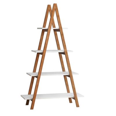 Solid Bamboo Wood Oxford A Frame Ladder Display Bookshelf
