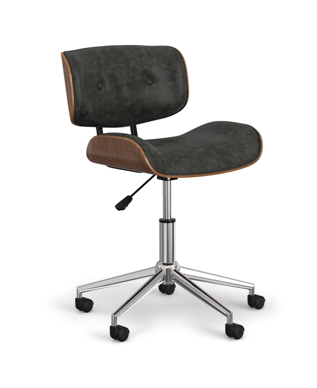 Shop Simpli Home Dax Bentwood Office Chair In Distressed Slate Grey Pu Leather