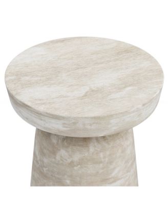 Robbie Solid Mango Wood Accent Table in Distressed White Wash