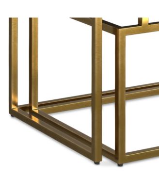 Macy Solid Mango Wood 2 Pc Nesting Table in Black, Gold