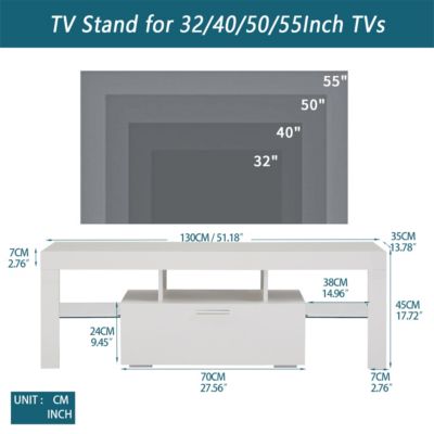  Modern TV Stand With LED Lights, High Glossy Front TV Cabinet