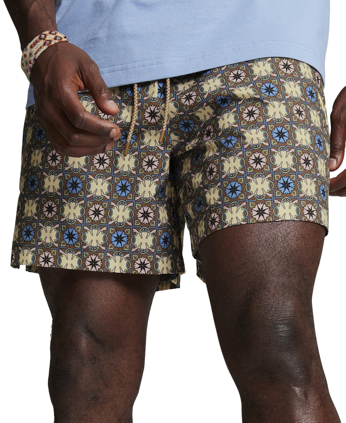 Shop Puma Men's Classics New Prep Woven Medallion Print Drawstring 6" Shorts In Brown Mushroom