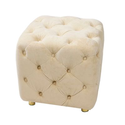 Streamdale Beige Velvet Ottoman & Table Set
