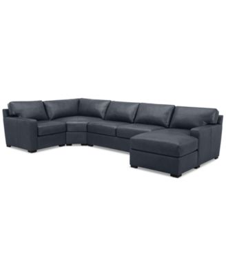 Radley 148" 4-Pc. Leather Wedge Modular Chaise Sectional