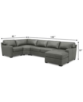 Radley 148" 4-Pc. Leather Wedge Modular Chaise Sectional