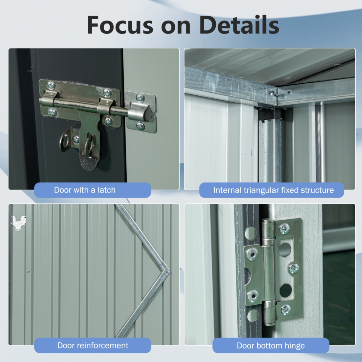 5FT X 3FT Outdoor Metal Storage Shed Transparent Plate Gray