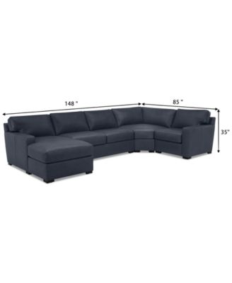 Radley 148" 4-Pc. Leather Wedge Modular Chaise Sectional