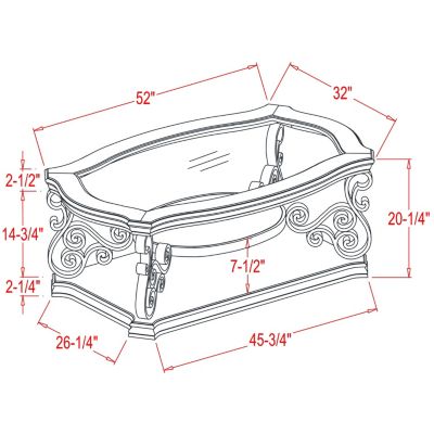 Cocktail Table, Glass table top, MDF W/marble paper middle shelf, powder coat finish metal legs. (52"Lx32"Wx20"H)