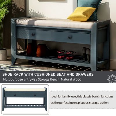 Multipurpose Entryway Bench with Seat and Drawers