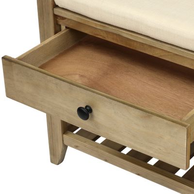 Multipurpose Entryway Bench with Cushioned Seat and Drawers