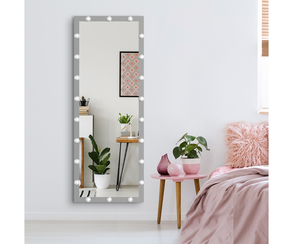 Streamdale Furniture Modern Wall Standing Bedroom Hotel Length Mirror With Led Bulbs Touch Control Whole Body
