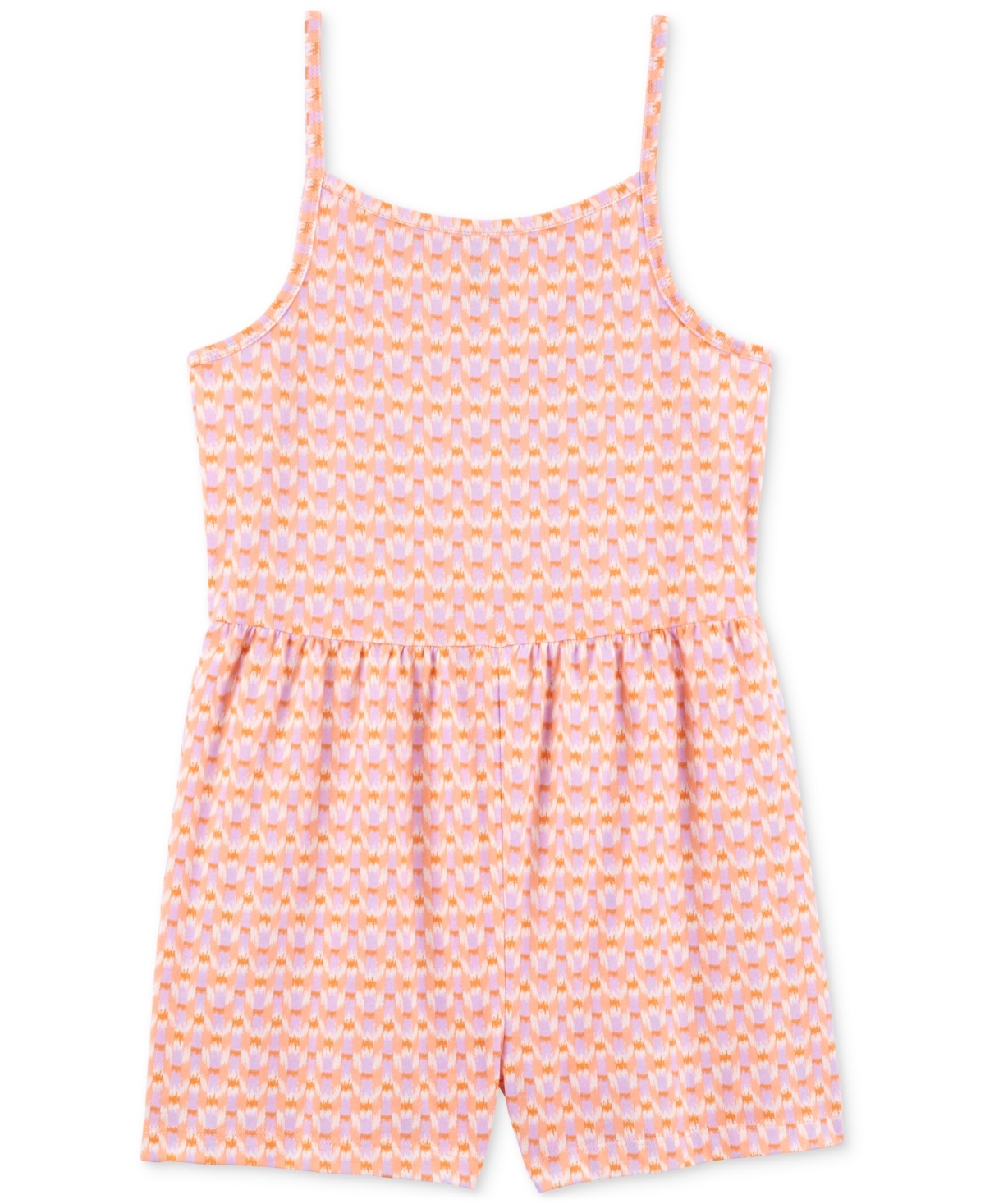 Shop Carter's Little & Big Girls Ikat-print Cotton Romper In Pink